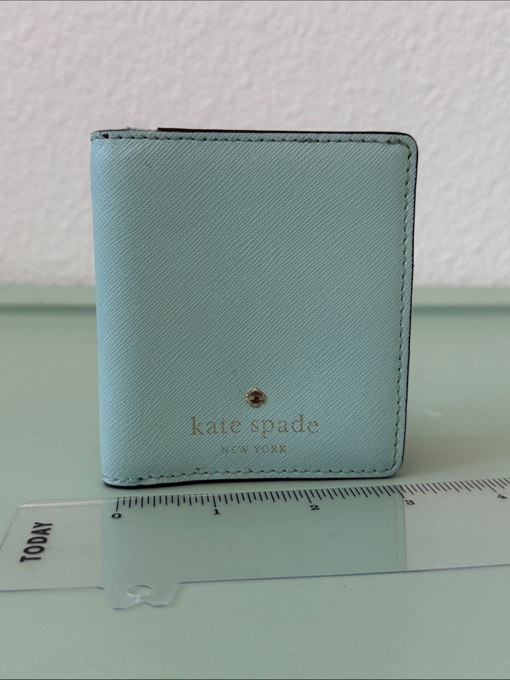 kate spade Mint Compact Fold Wallet with Gold Logo